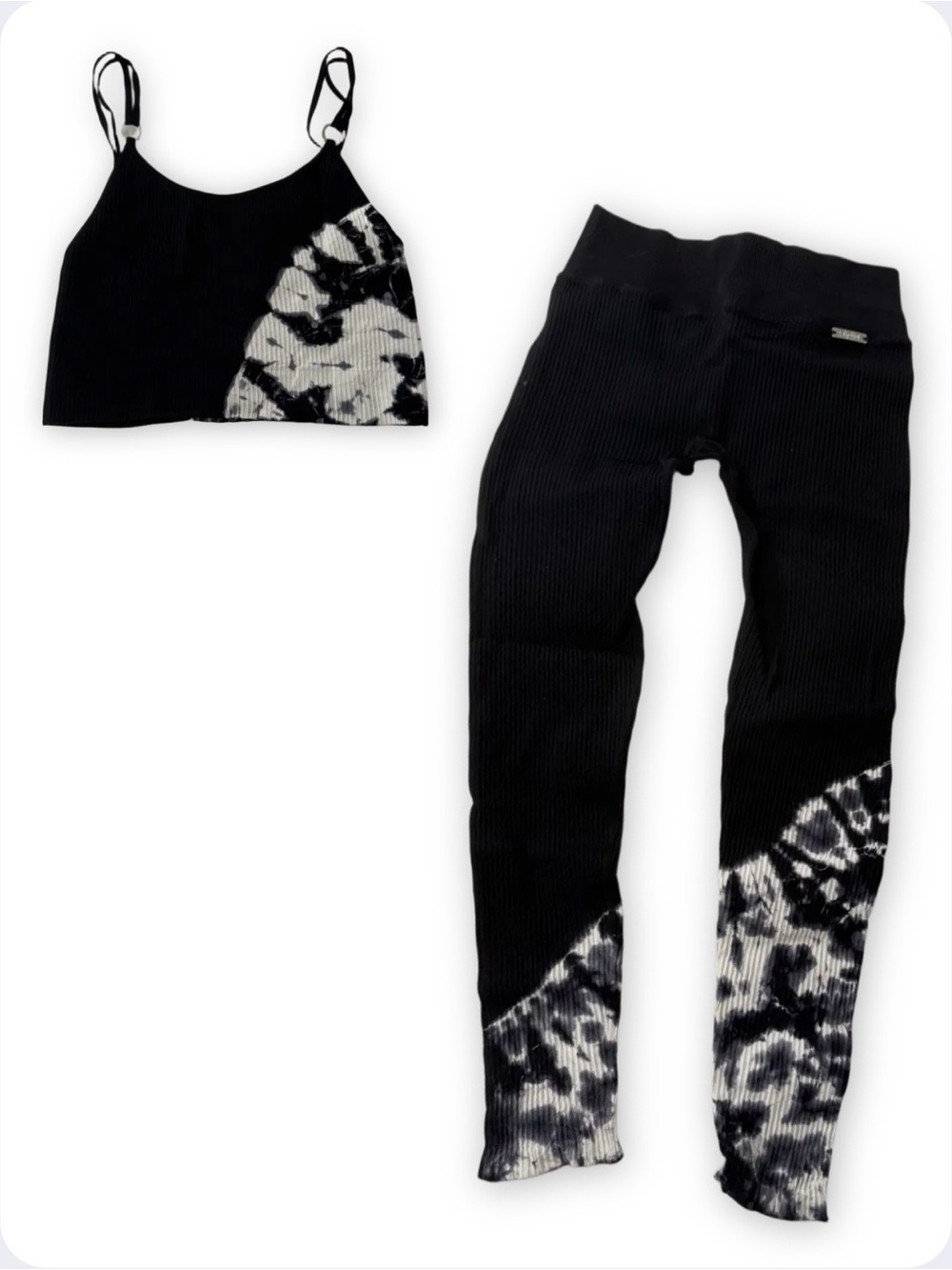 Bombshell Sportswear Black & White Tie-Dye / Dip dye Ribbed Active Set